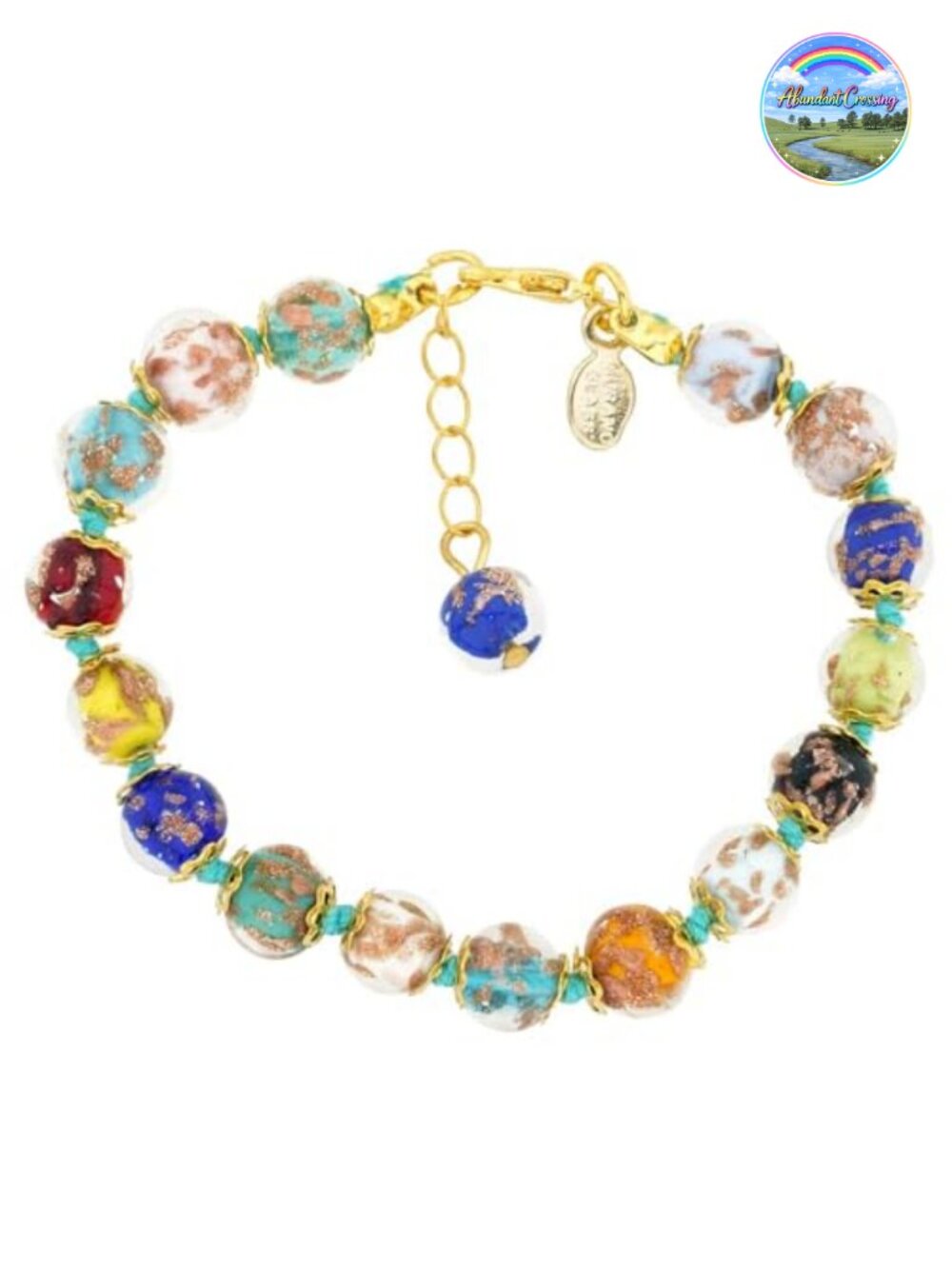Handmade Murano Glass Bracelet - Italian Multicolor Sparkling Beads with